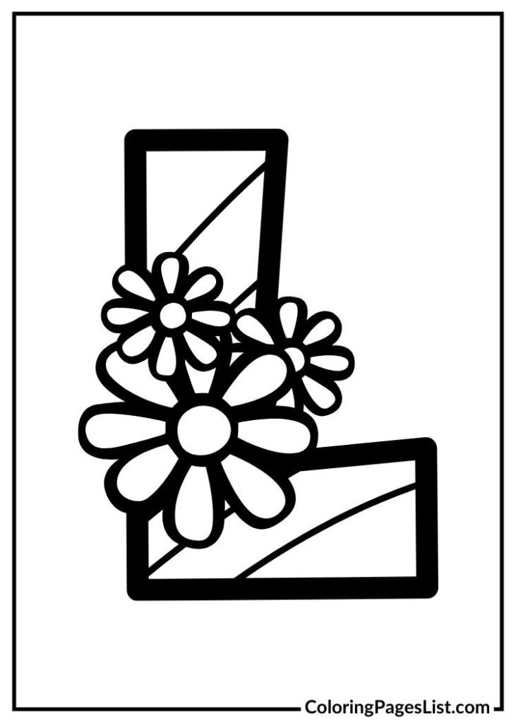 Decorative Flores Garden Letter L coloring page