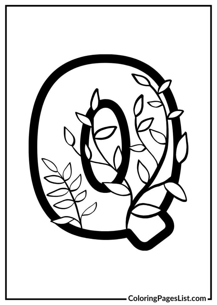 Decorative Flores Garden Letter Q coloring page