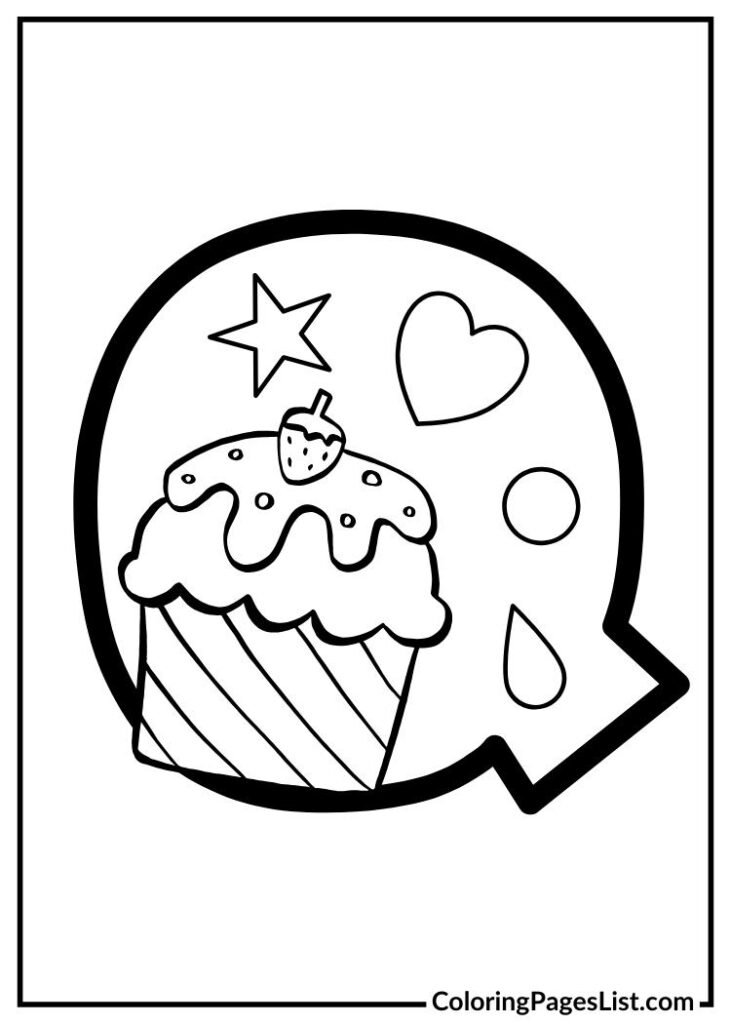 Letter Q with ice cream coloring page