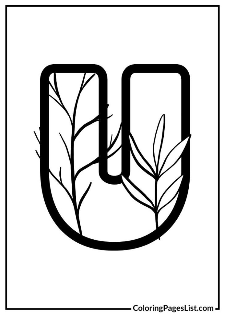 Decorative Flores Garden Letter U coloring page