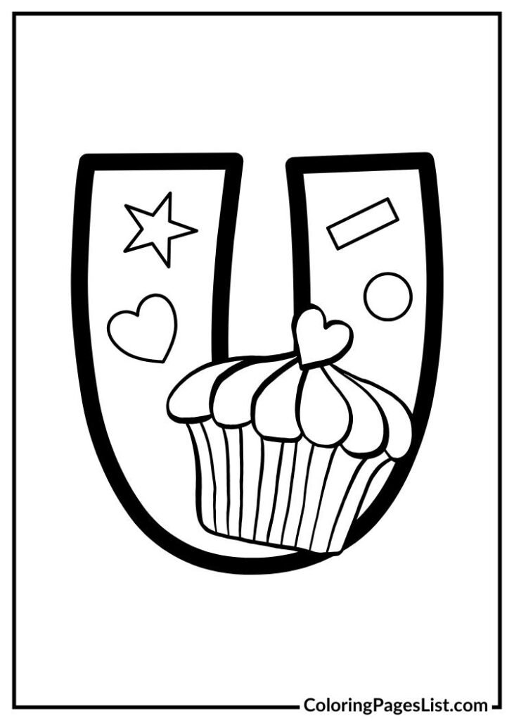 Letter U with ice cream coloring page