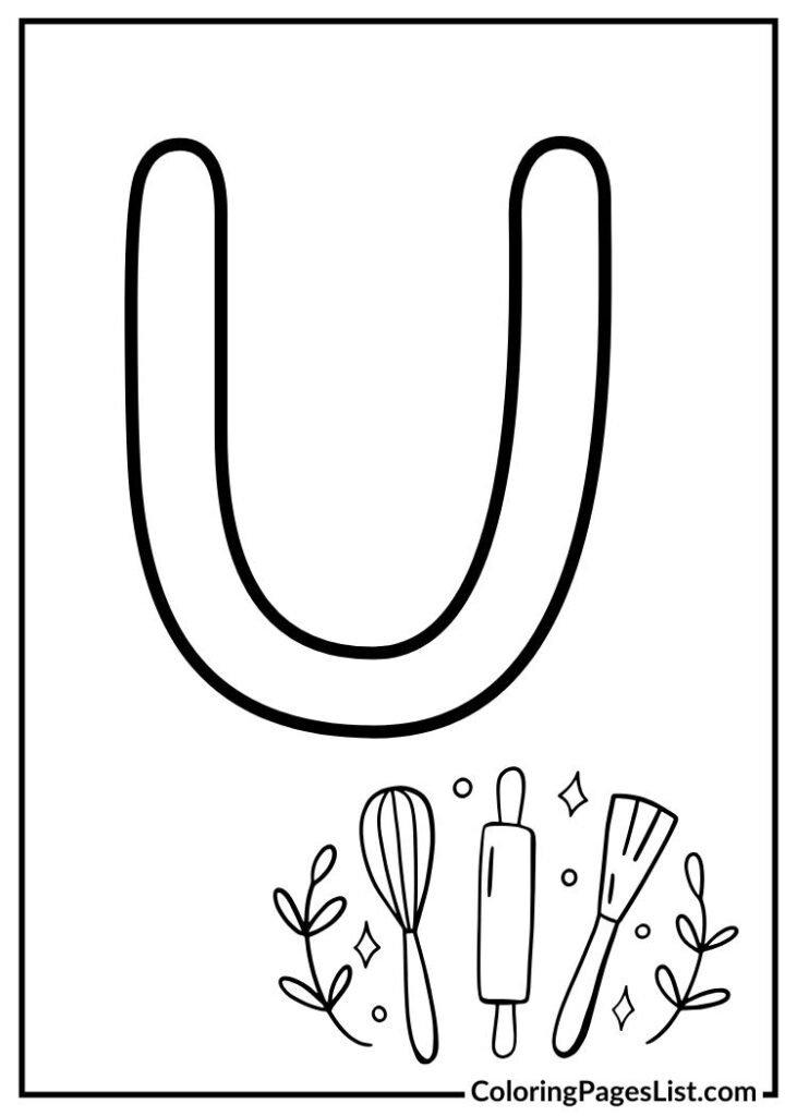 Letter U with utensils