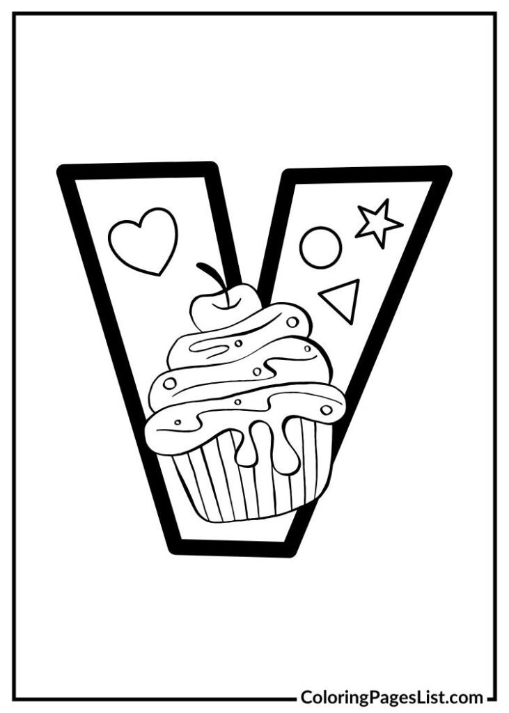 Letter V with ice cream coloring page