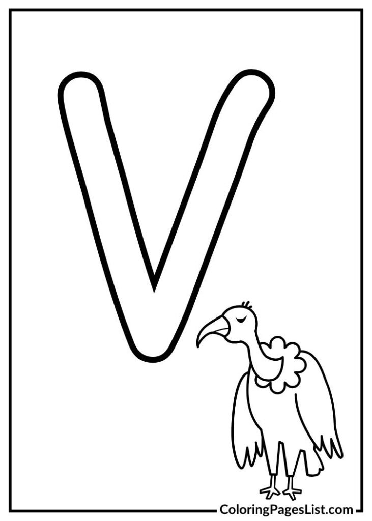 Letter V with vulture