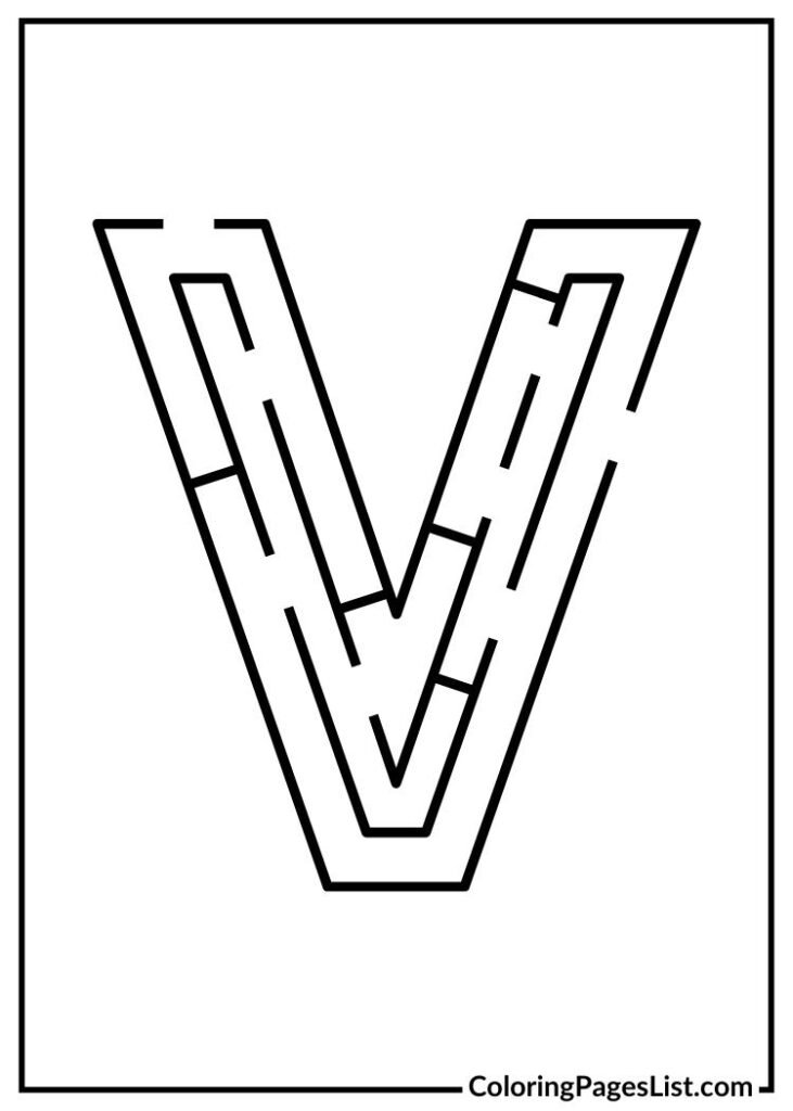 V Alphabet with puzzle design