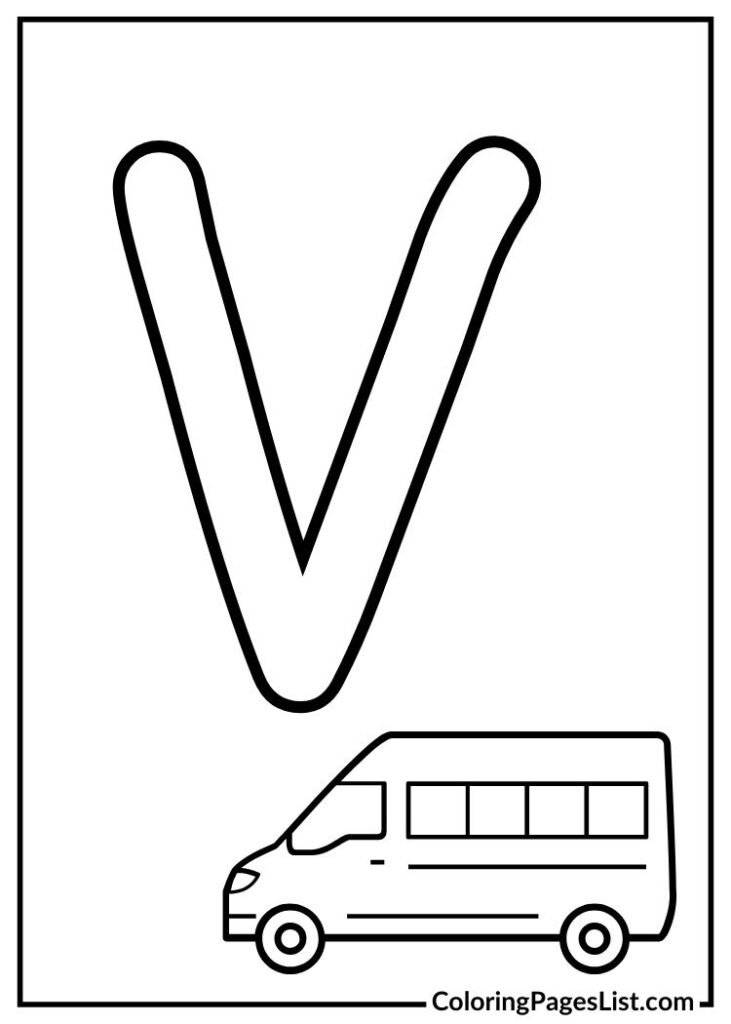 V letter with van