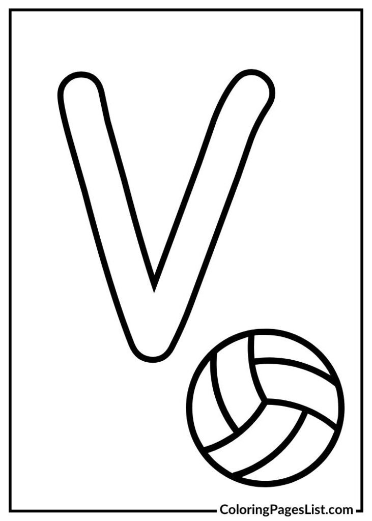 Alphabet V with volleyball