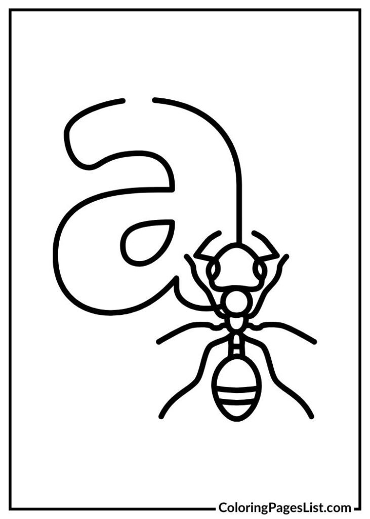 A letter with ant coloring page