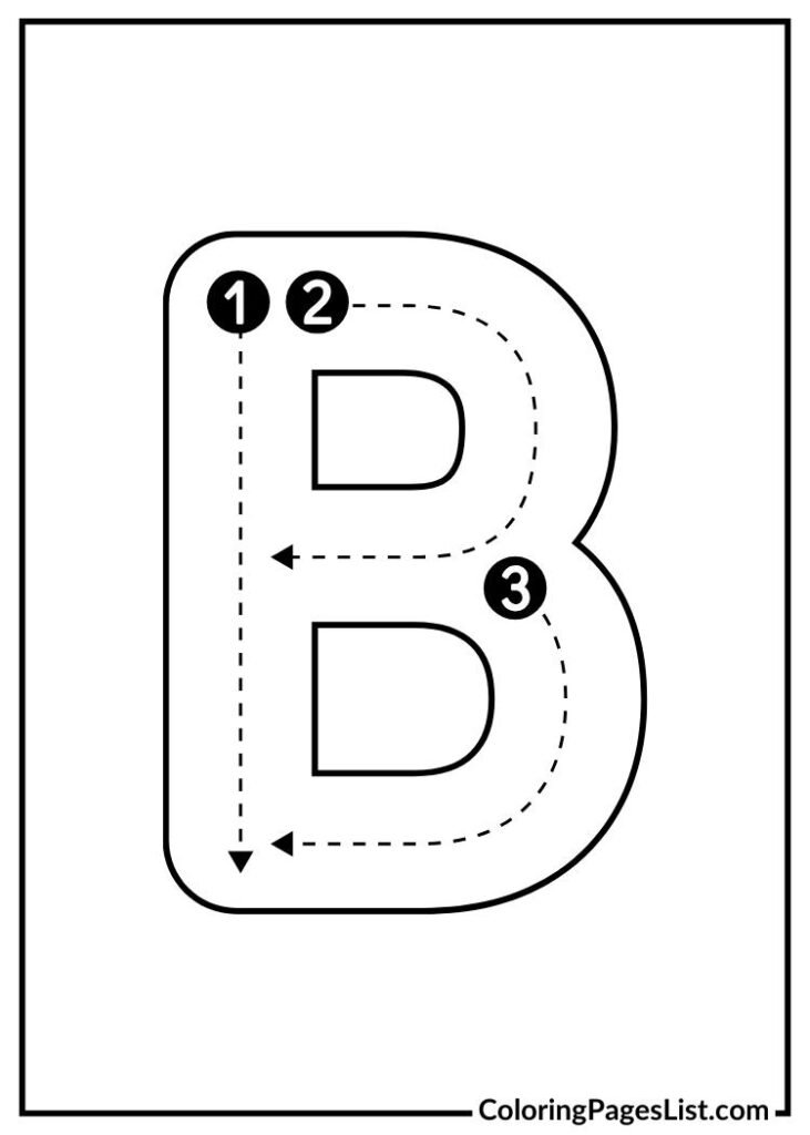 B letter coloring page with lines