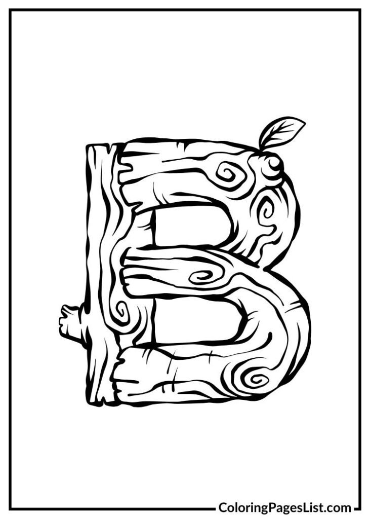 Letter B with woods coloring page