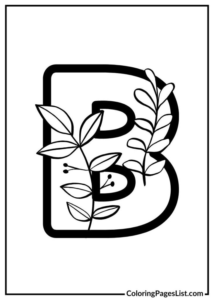 Decorative Flores Garden Letter B coloring page