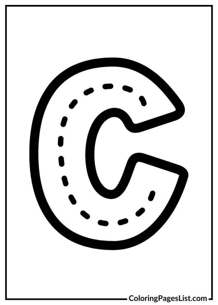 Letter C with tracing lines