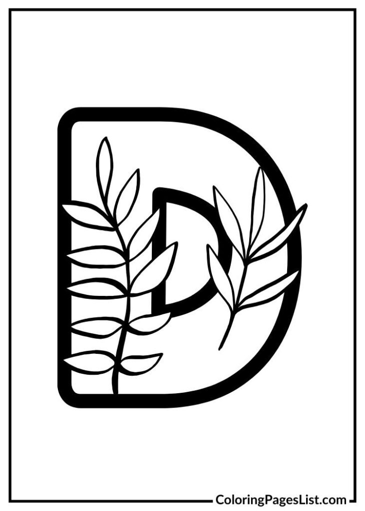 Decorative Flores Garden Letter D coloring page