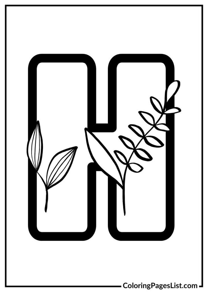 Decorative Flores Garden Letter H coloring page