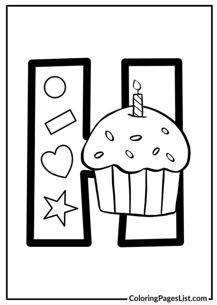 Decorative Ice Cream Letter H coloring page