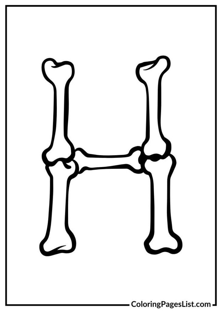 Alphabet H with bones design