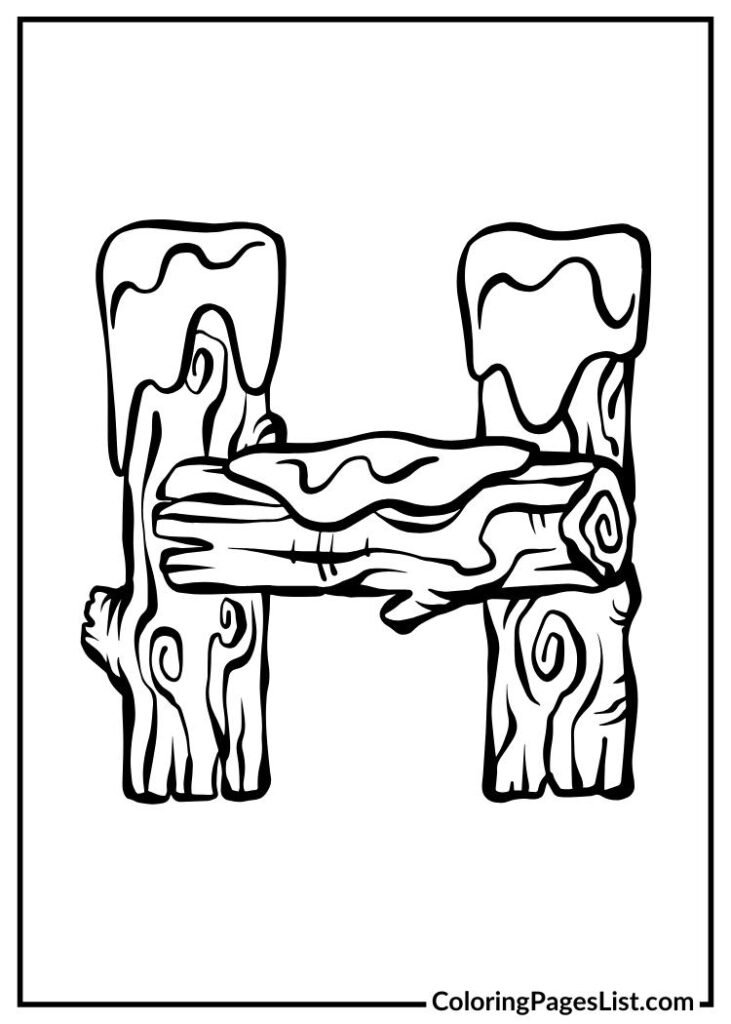 Letter H with melting ice coloring page