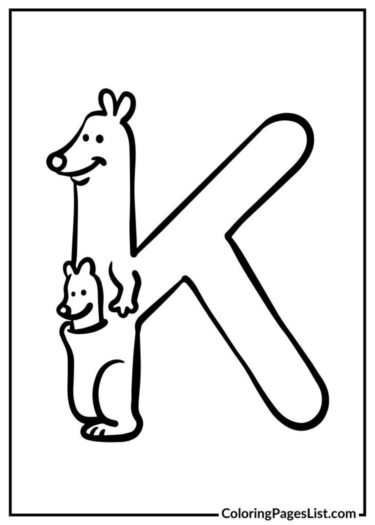 Letter K with baby kangaroo