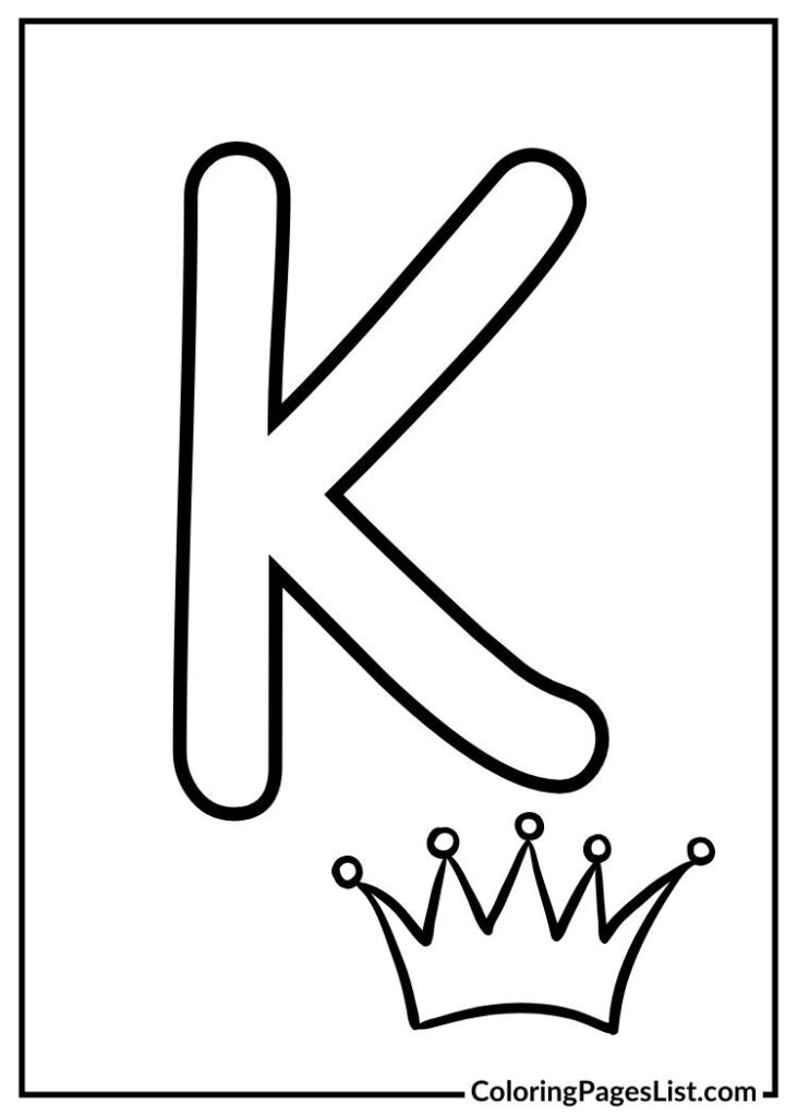 Letter K with king coloring page