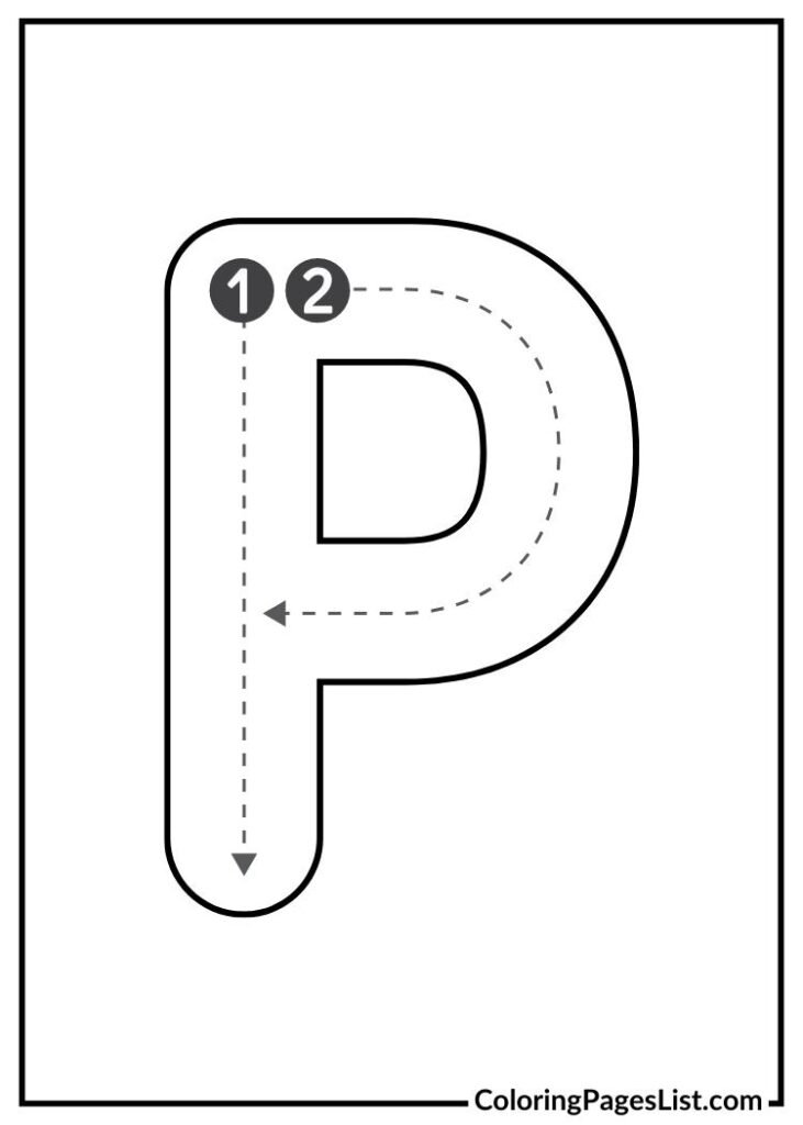 P letter coloring page with lines