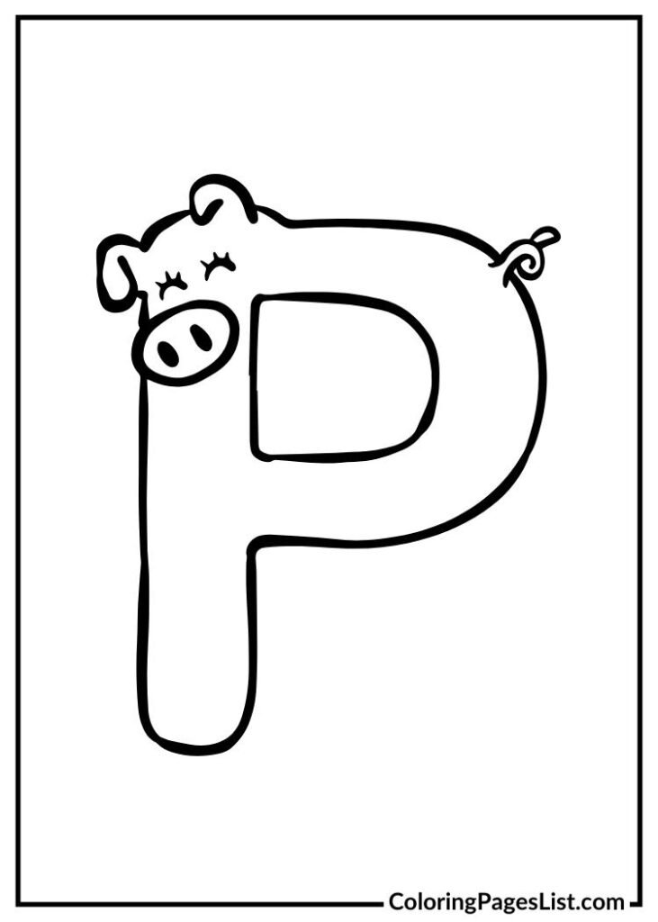 Letter P with pig