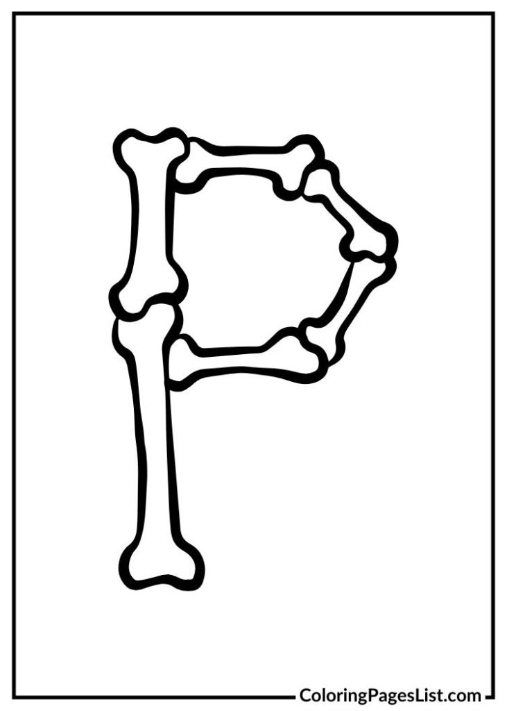 Alphabet P with bones design