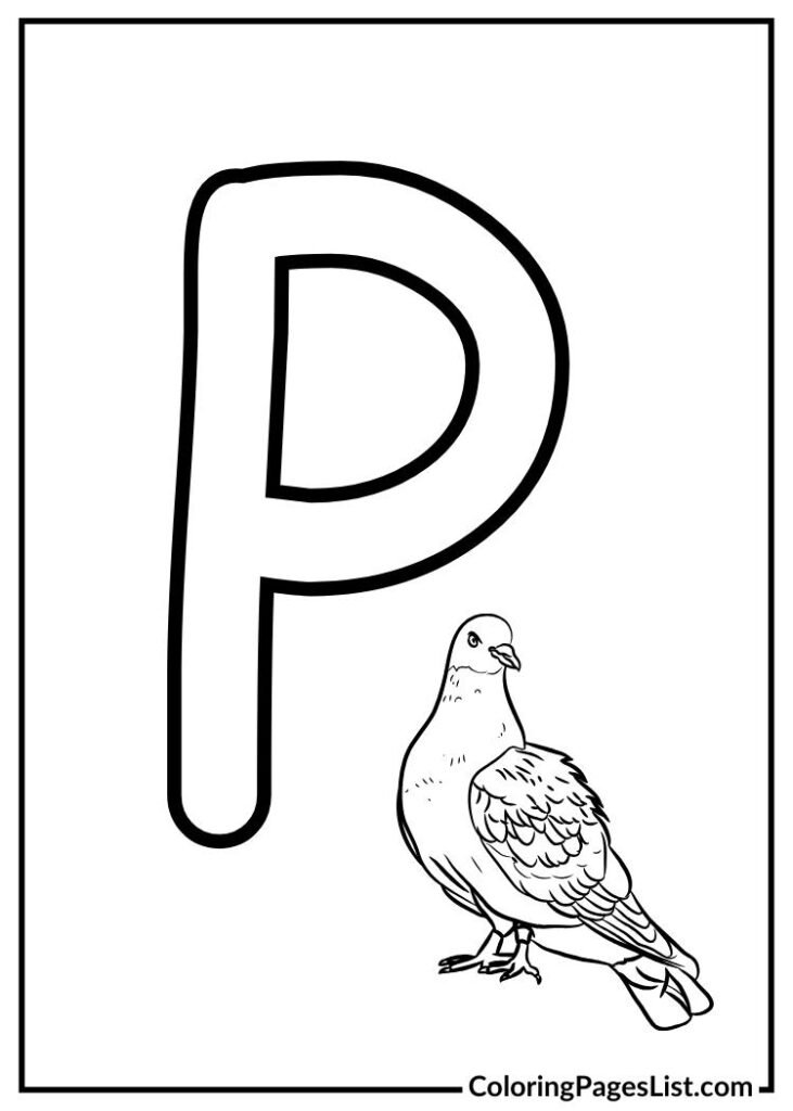 Letter P with pigeon