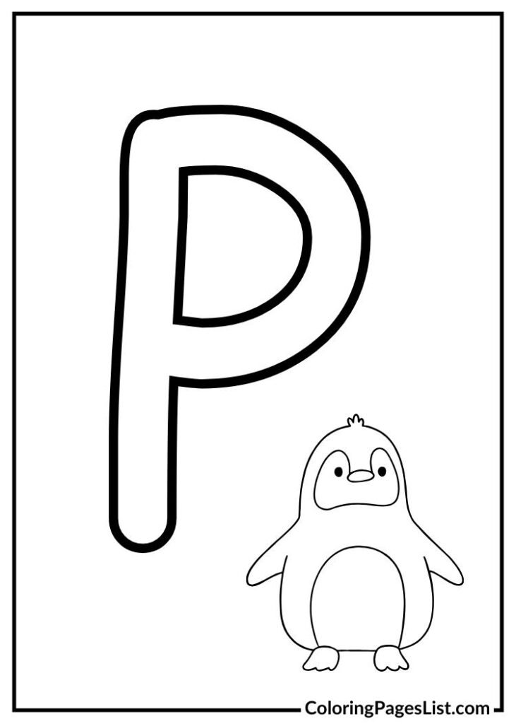 Letter P with penguin