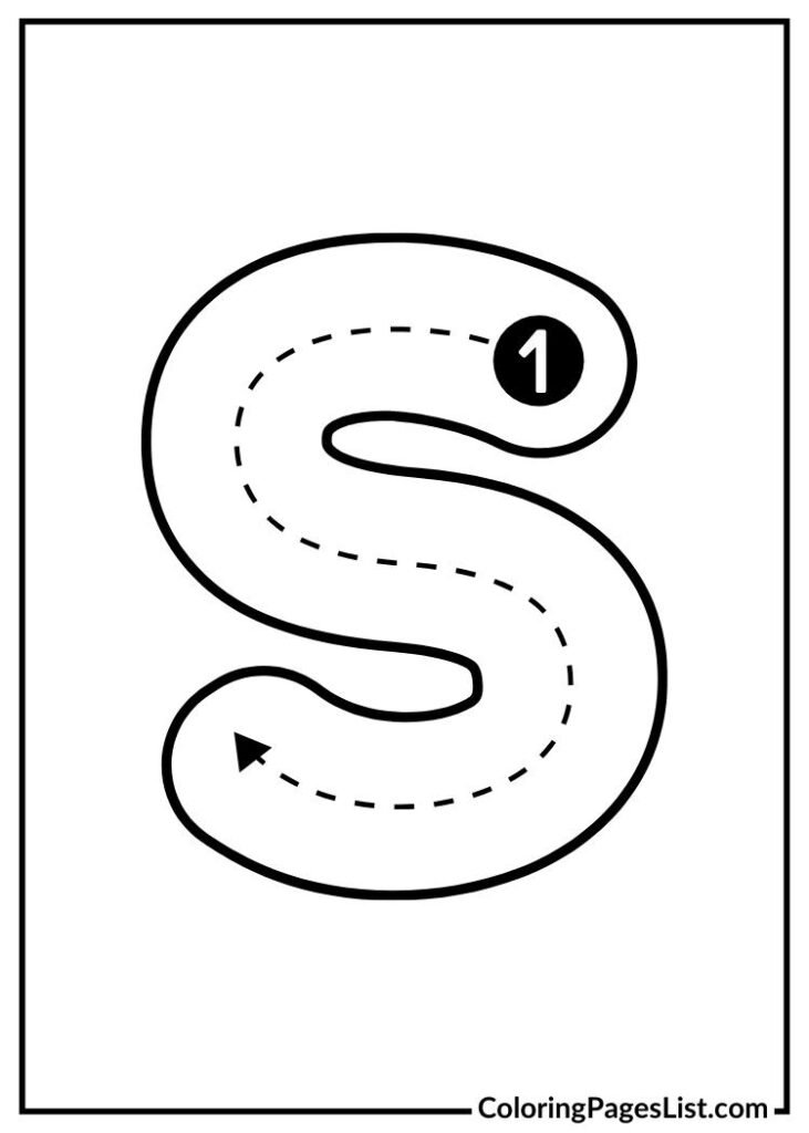 S letter coloring page with lines