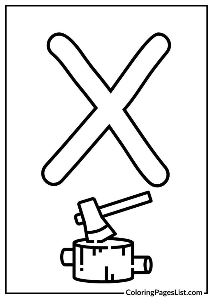 Letter X with axe