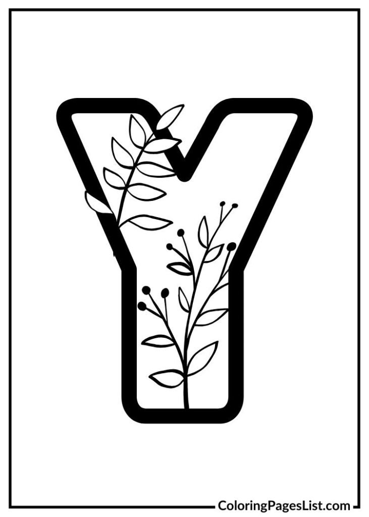 Decorative Flores Garden Letter Y coloring page