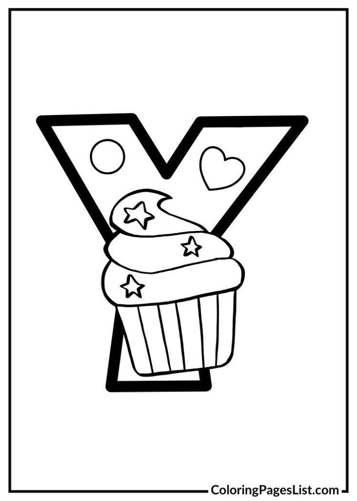 Letter Y with ice cream coloring page