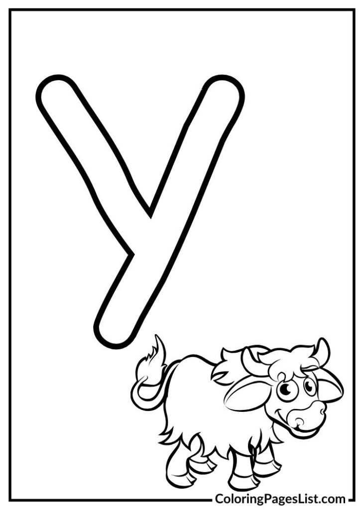 Alphabet Y with yak cartoon