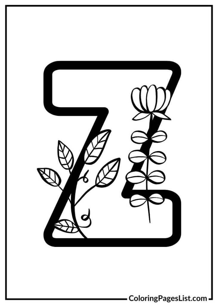 Decorative Flores Garden Letter Z coloring page