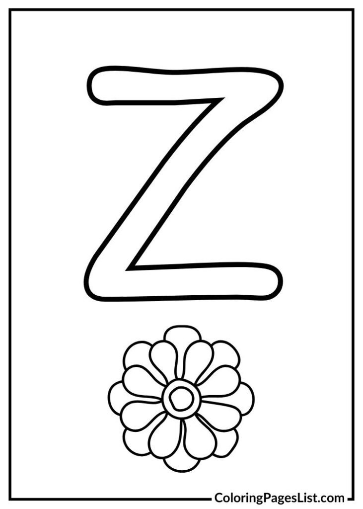 Letter Z with zinnia