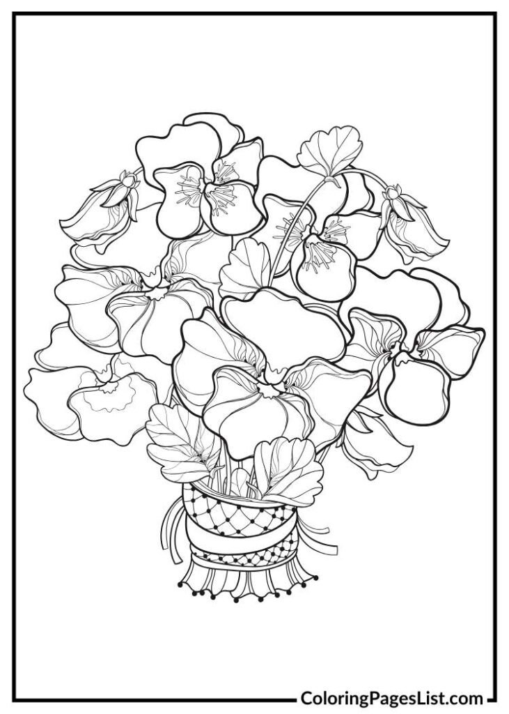 Pansy coloring page printable