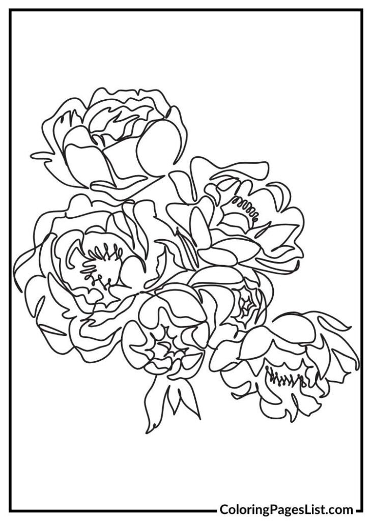 Peony flower coloring page