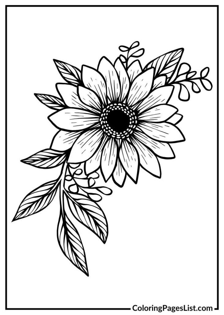 Free Printable Sunflower coloring page