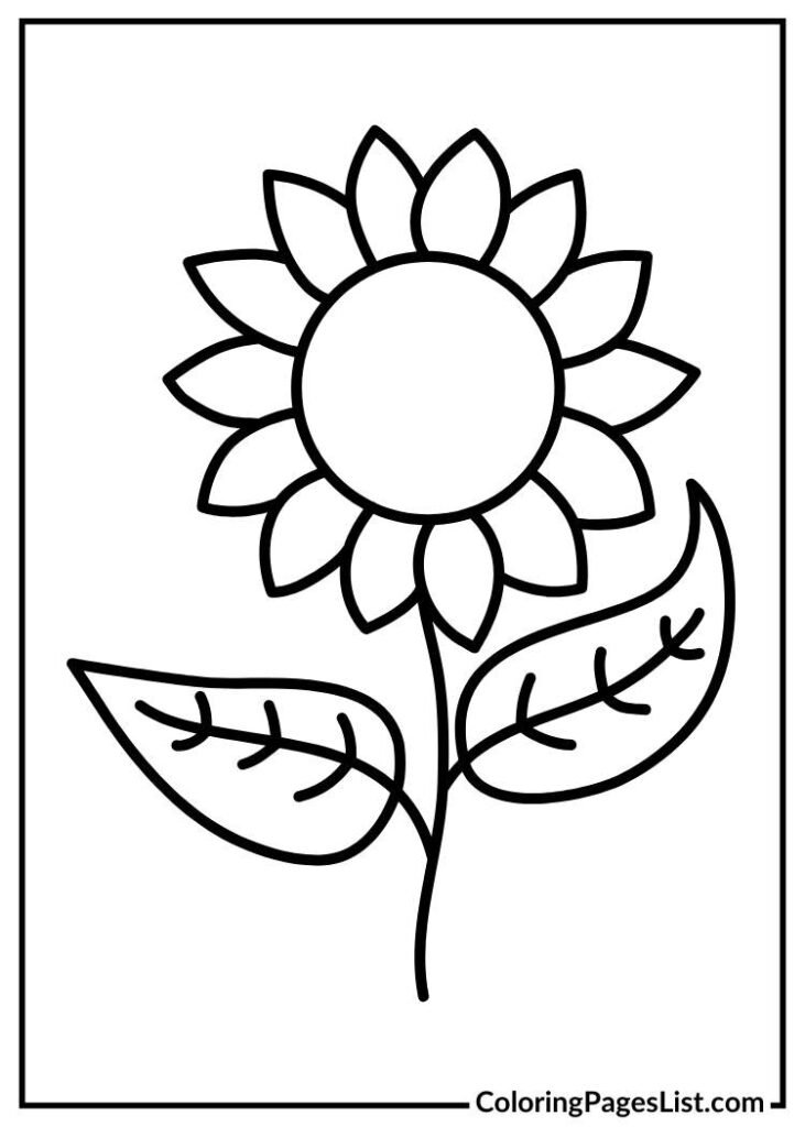 Beautiful Sunflower coloring page for kids