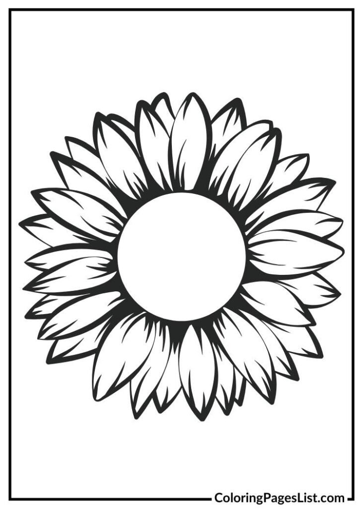 Unique Sunflower flower coloring page