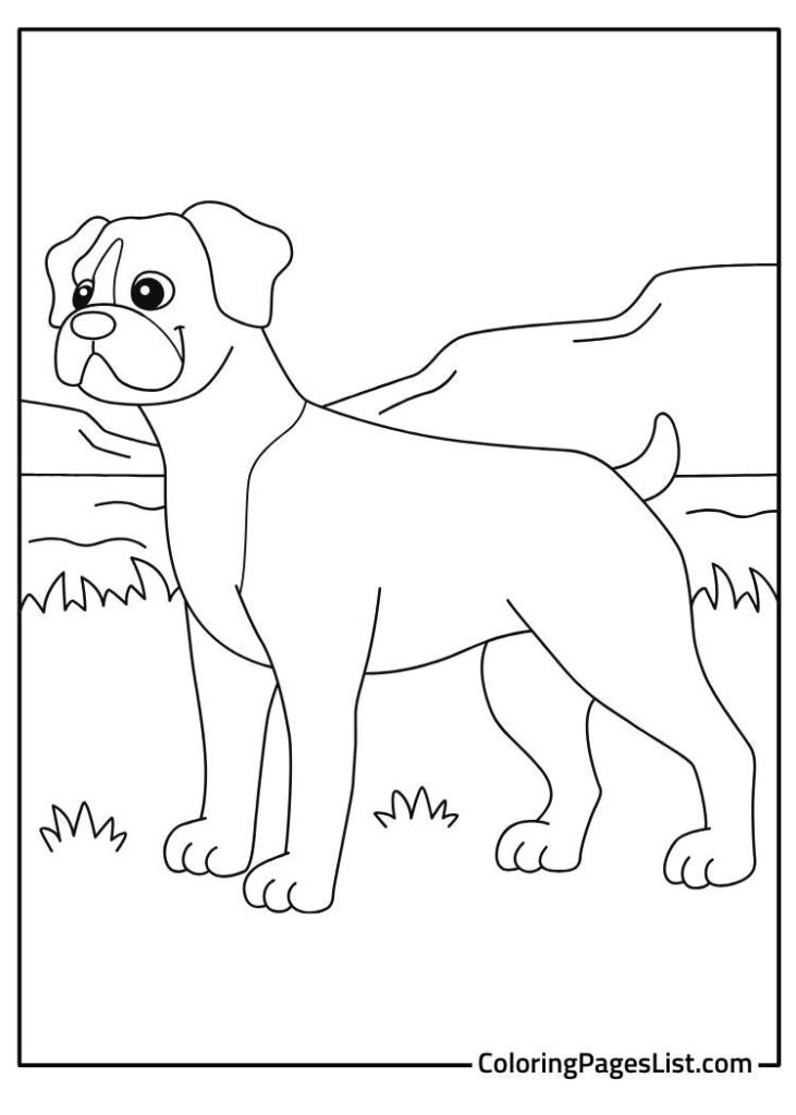 Easy Coloring Sheet Of Pug Dog Smiling