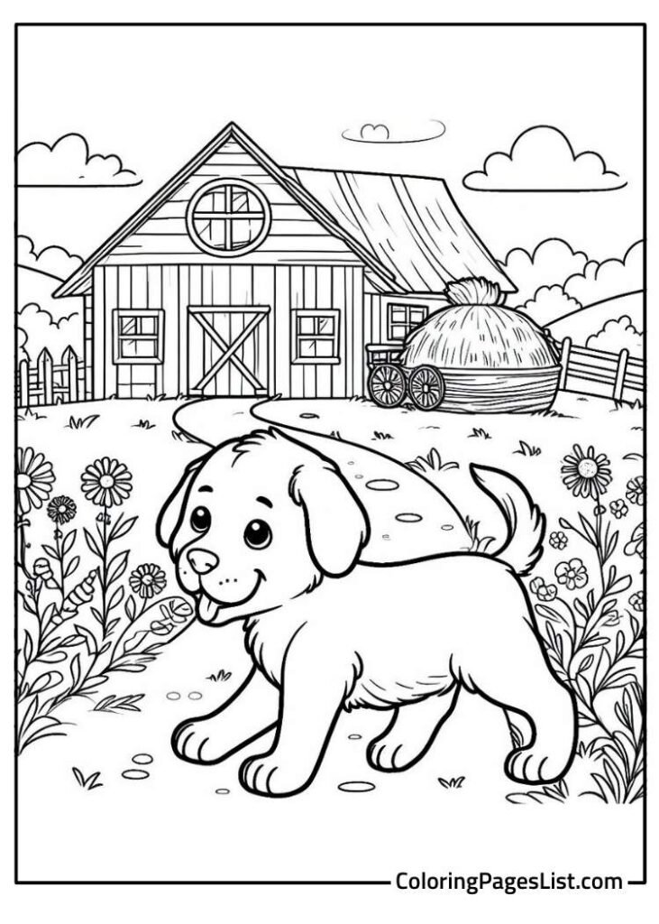 Coloring Page Of Corgi Inside Flower