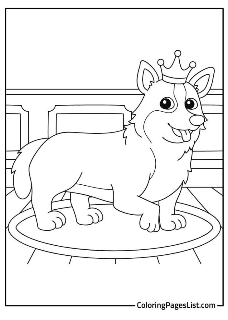 King Dachshund Posing Coloring Sheet