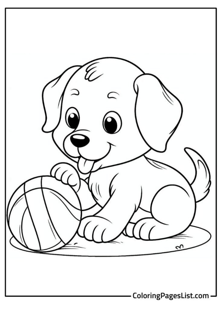 Puppy Playing with the ball coloring sheet