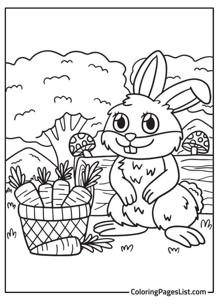 Cute Bunny Holding Carrots - A chubby bunny sitting down and happily holding some carrots