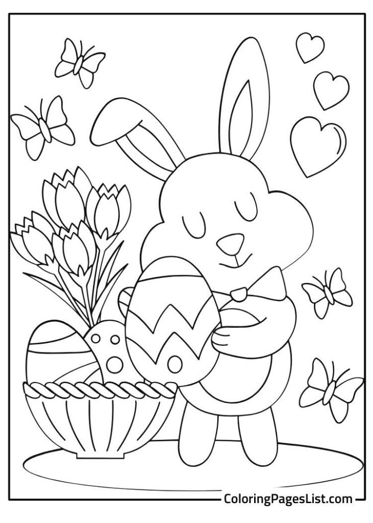 Cute Rabbit With Big Floppy Ears To Color