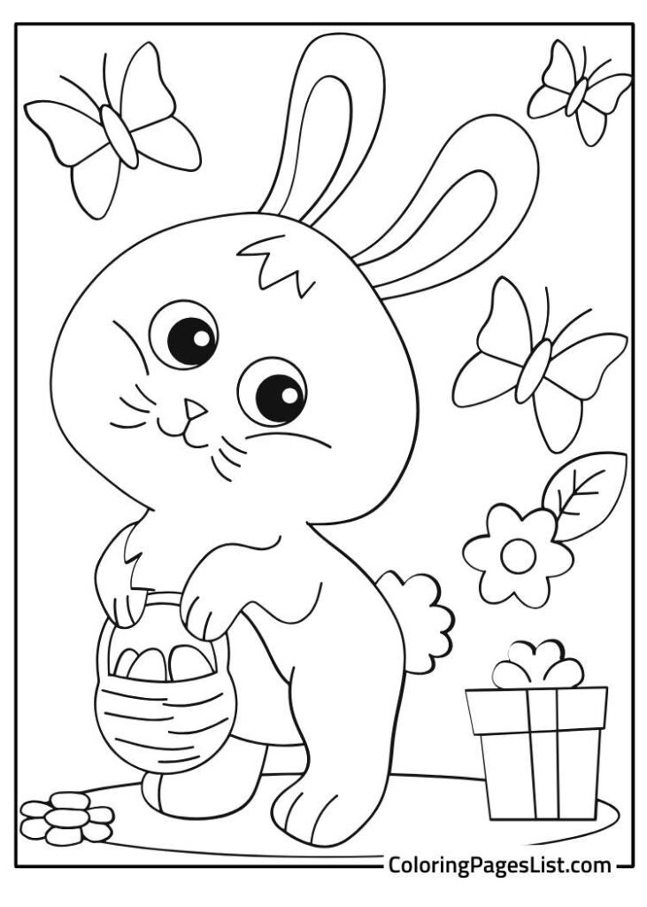 Easy Outline Of Baby Rabbit For Kids