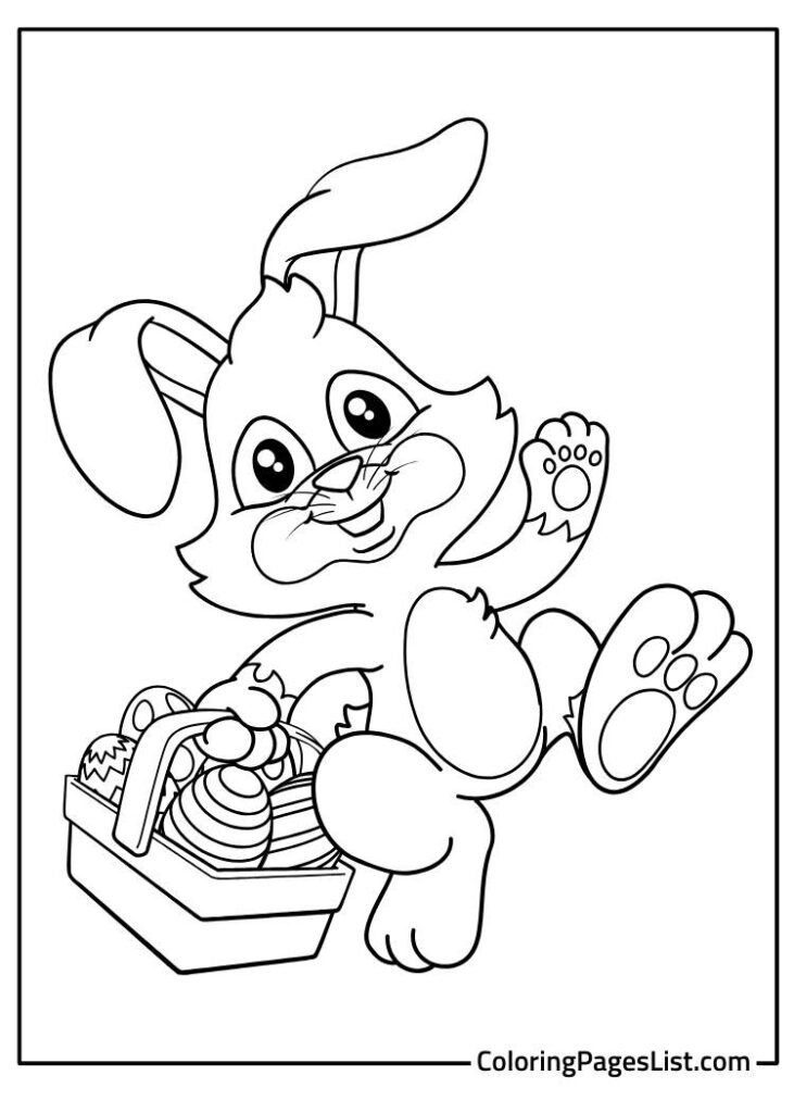 Rabbit Holding basket of Carrots Coloring Page