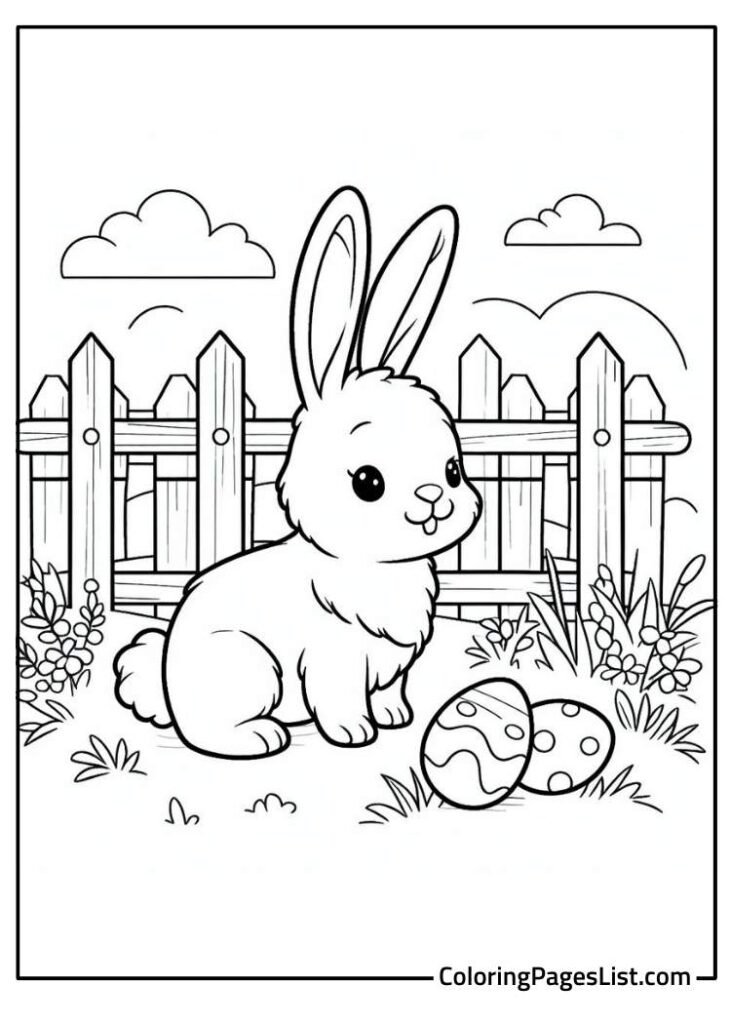 Realistic Rabbit in the Meadow coloring page