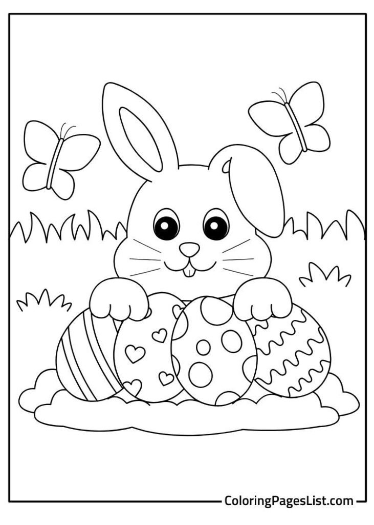 Rabbit holding eggs Coloring Sheet